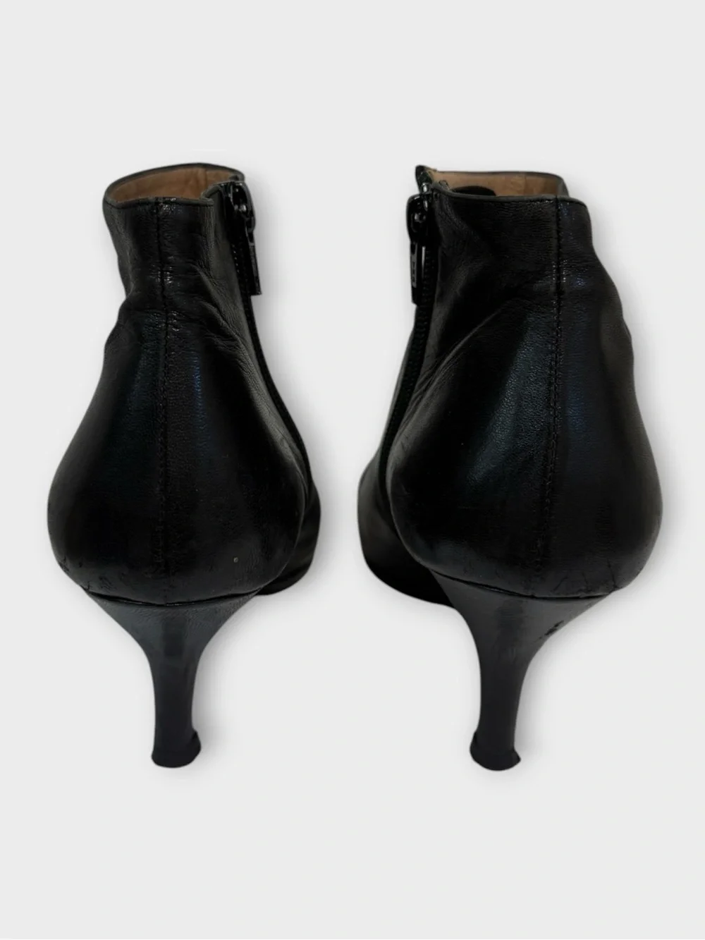 Sonia Rykiel Black Leather Pointed-Toe Ankle Booties
